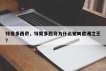 特奥多西奇，特奥多西奇为什么被叫欧洲之王？